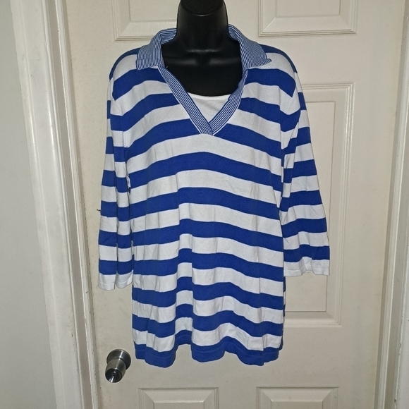 C.j. Banks striped 3/4 sleeve sweater size 2X 5/$25 - Picture 1 of 8